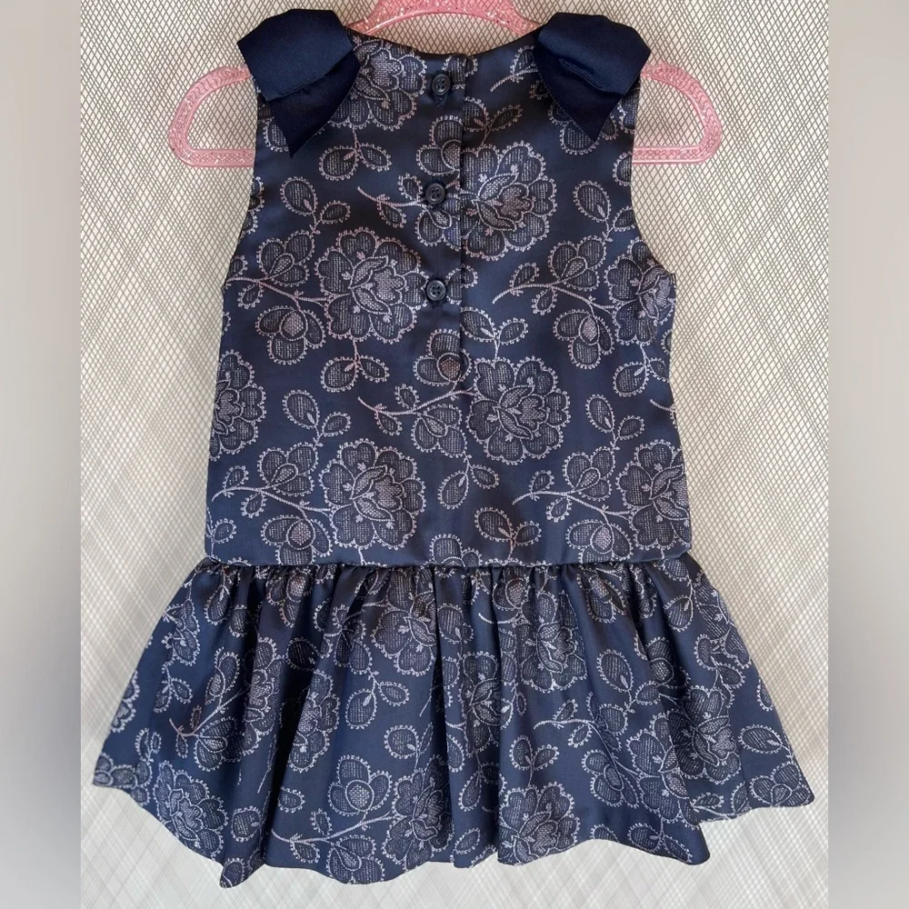 Janie and Jack - Shimmer floral jacquard bow accents 2pc dress (Size 12-18m)